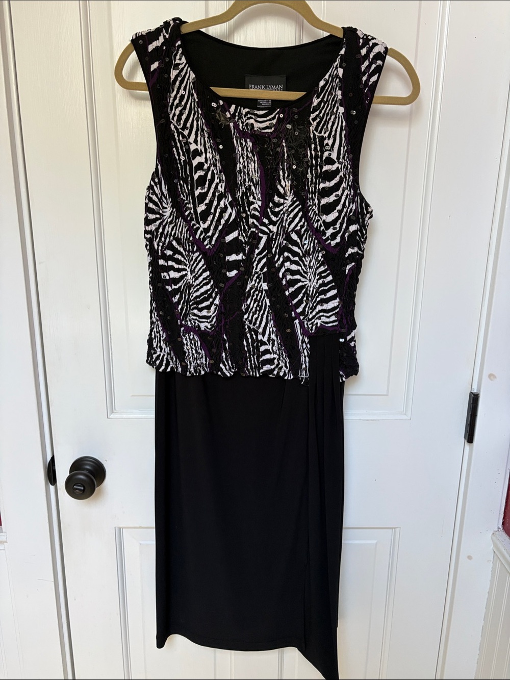 Frank Lyman Design Black, White & Purple Sleeveless Dress